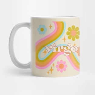 virgo 70s Rainbow with flowers Mug